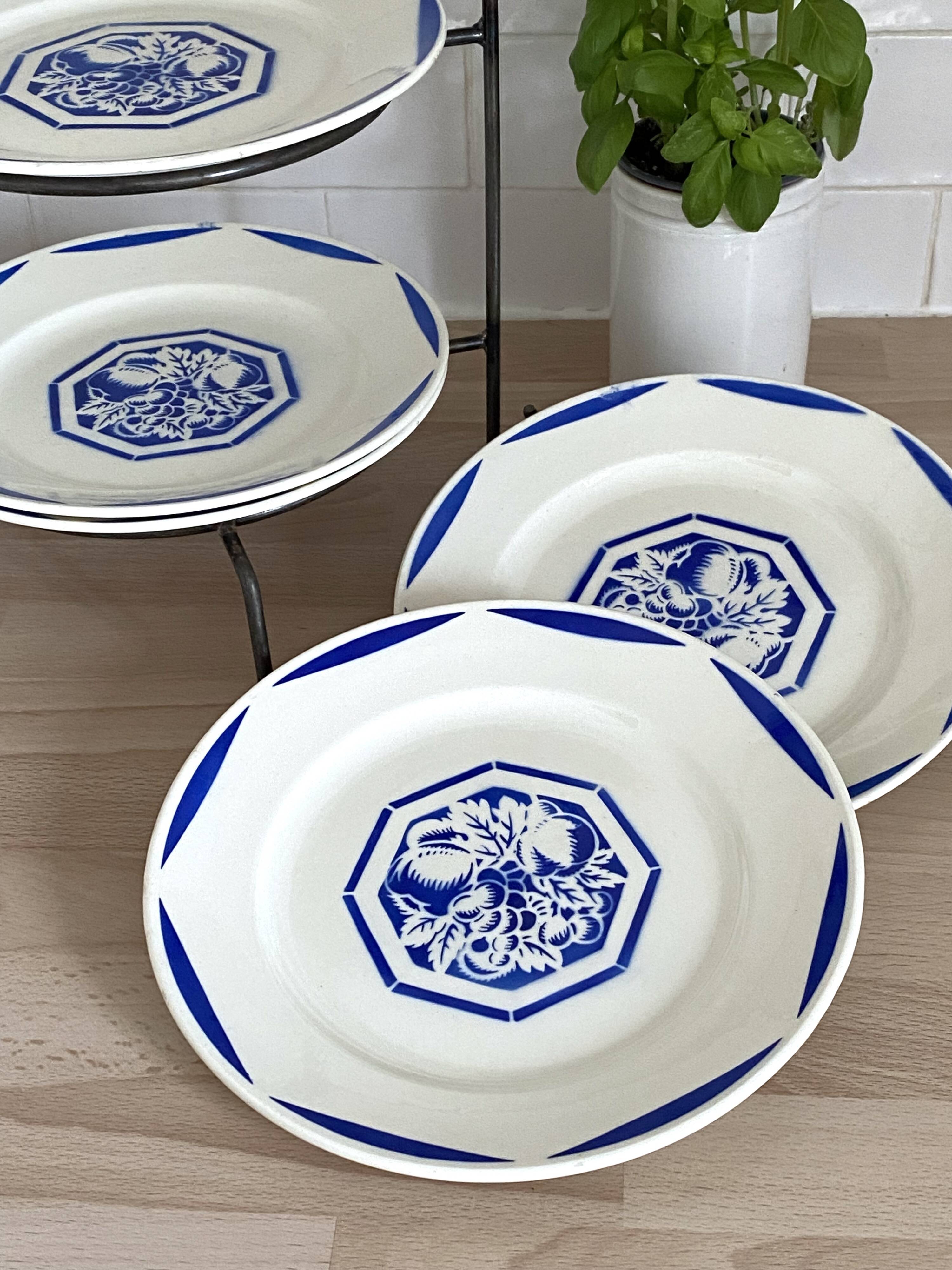 6 Luneville earthenware dinner plates