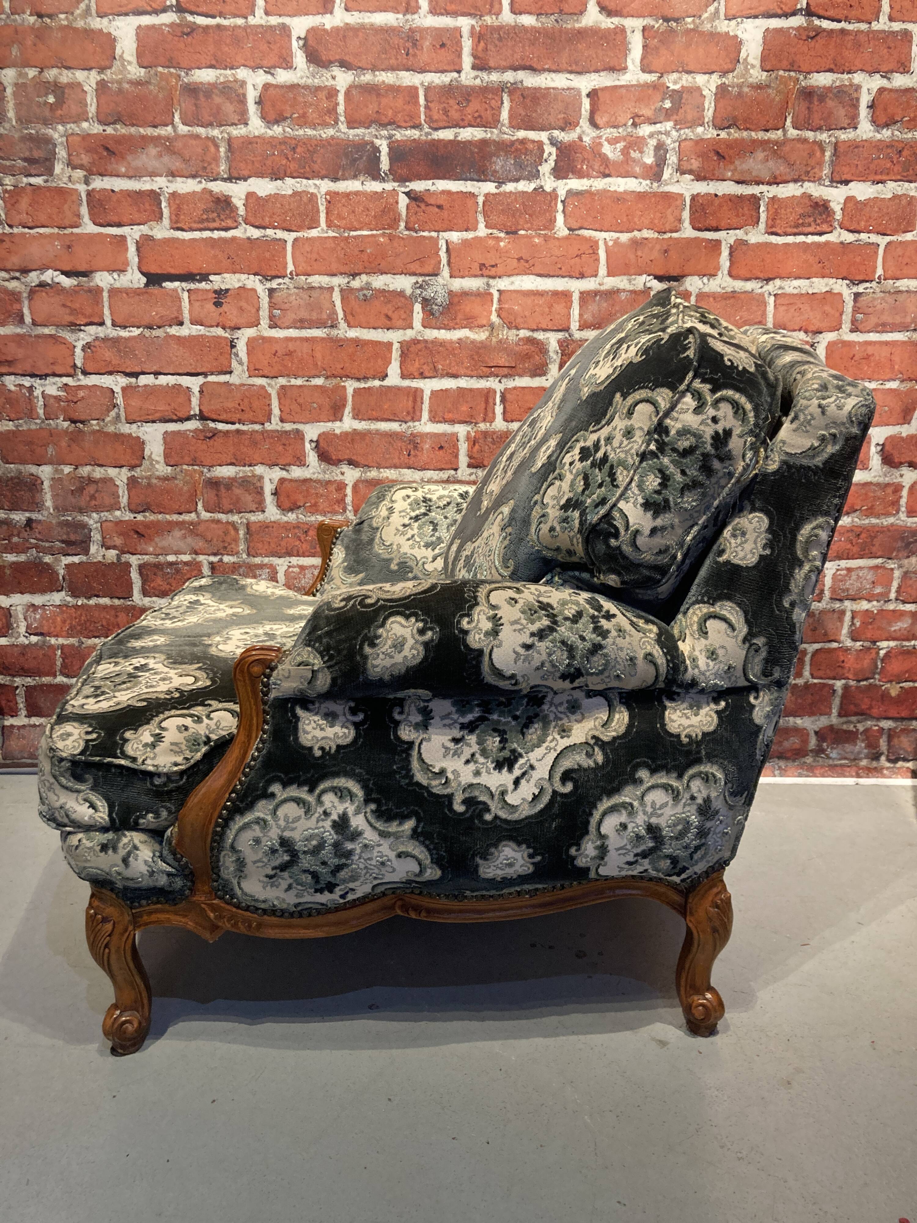 Pair of Louis XV style bergere armchairs