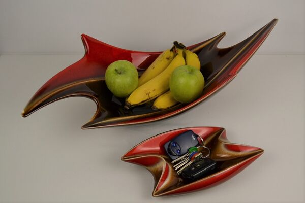 Coupe à fruits et vide poche en céramique Verceram, Montreuil 1950s