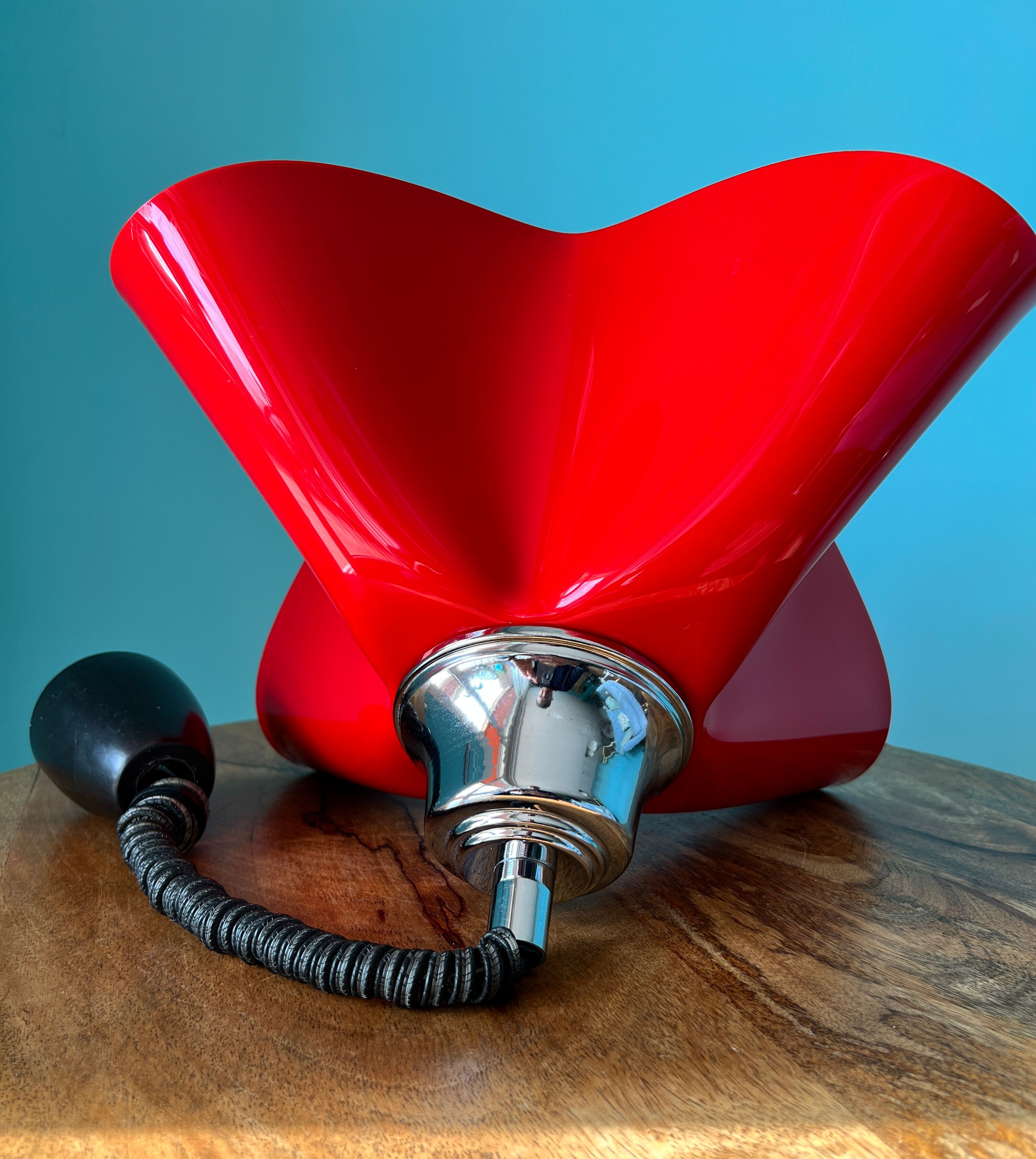 Ceiling pendant lamp / vintage and retro ceiling lamp / 1970s / red colour