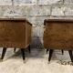 Pair of night tables feet compass bedside end of vintage sofa old 1950 1960 retro