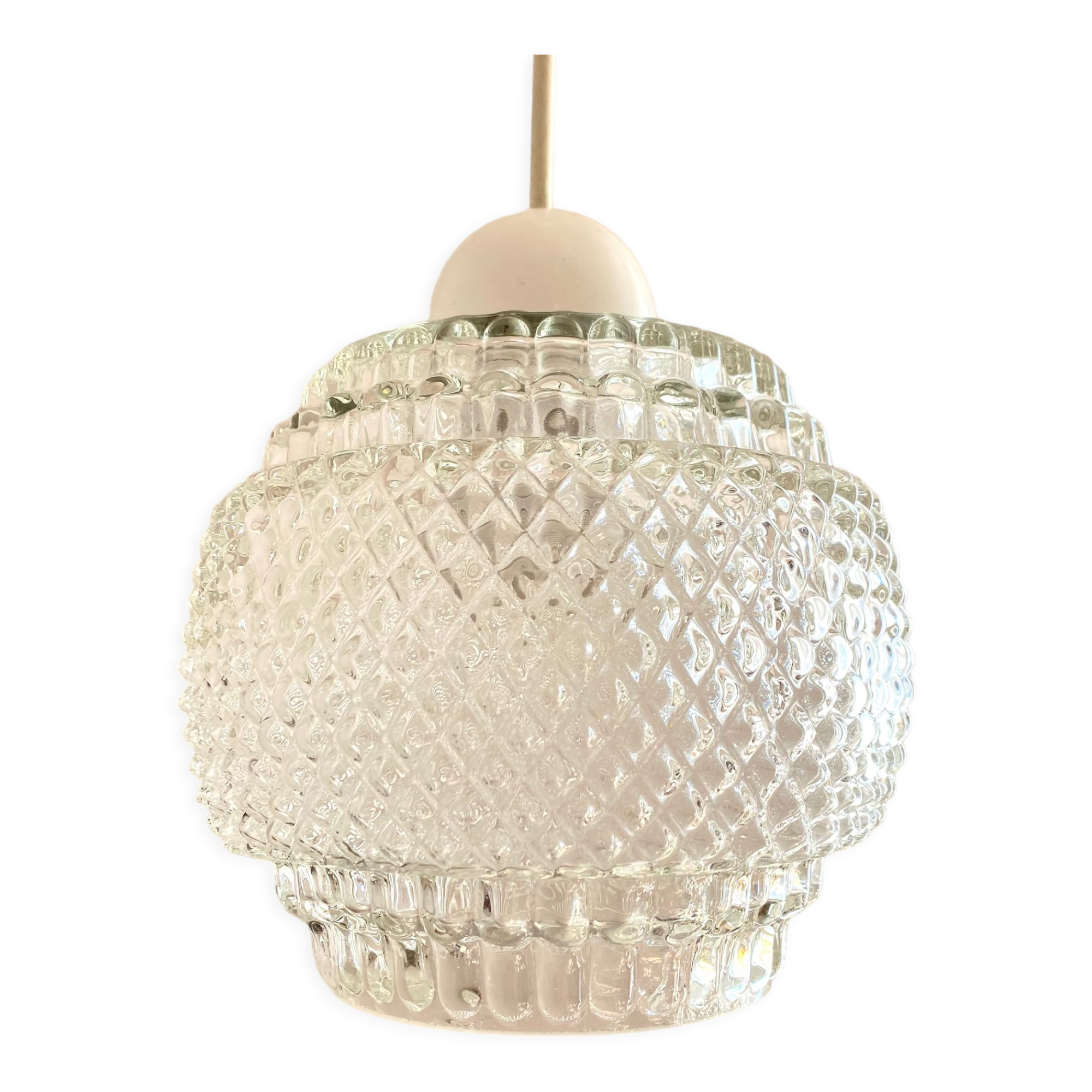 Vintage pendant lamp in molded glass