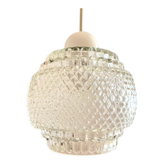Vintage pendant lamp in molded glass
