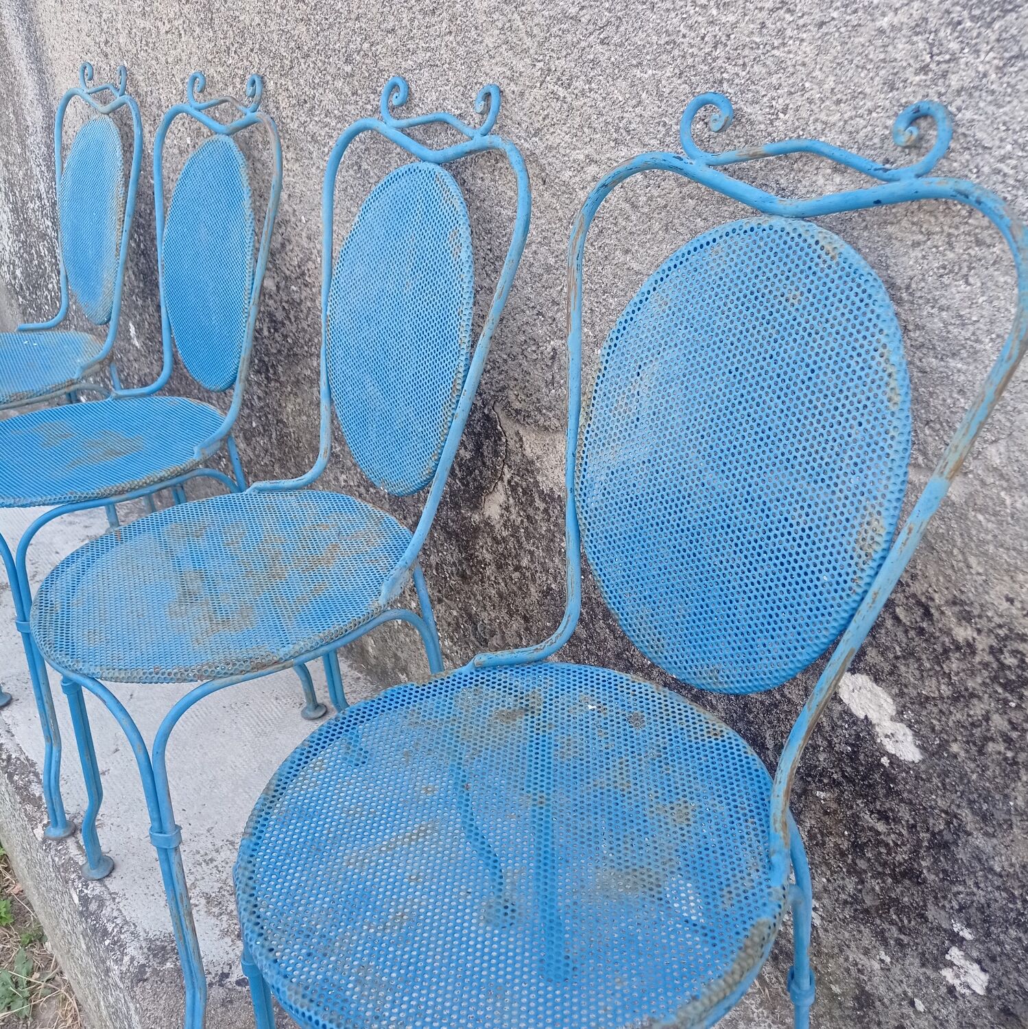 Blue garden chairs