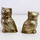 Duo of brass owls