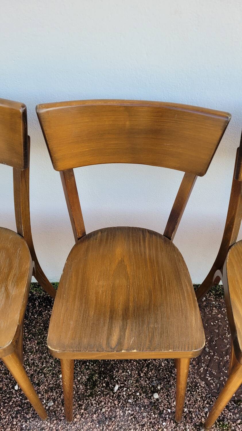 Series of 6 vintage old restaurant bistro chairs - 1950s