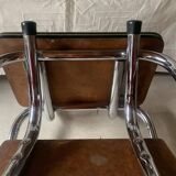 Vintage stepladder in Formica, wood and chromed metal