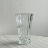 Diamond point molded thick glass vase.