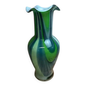Vase en verre soufflé - bleu vert