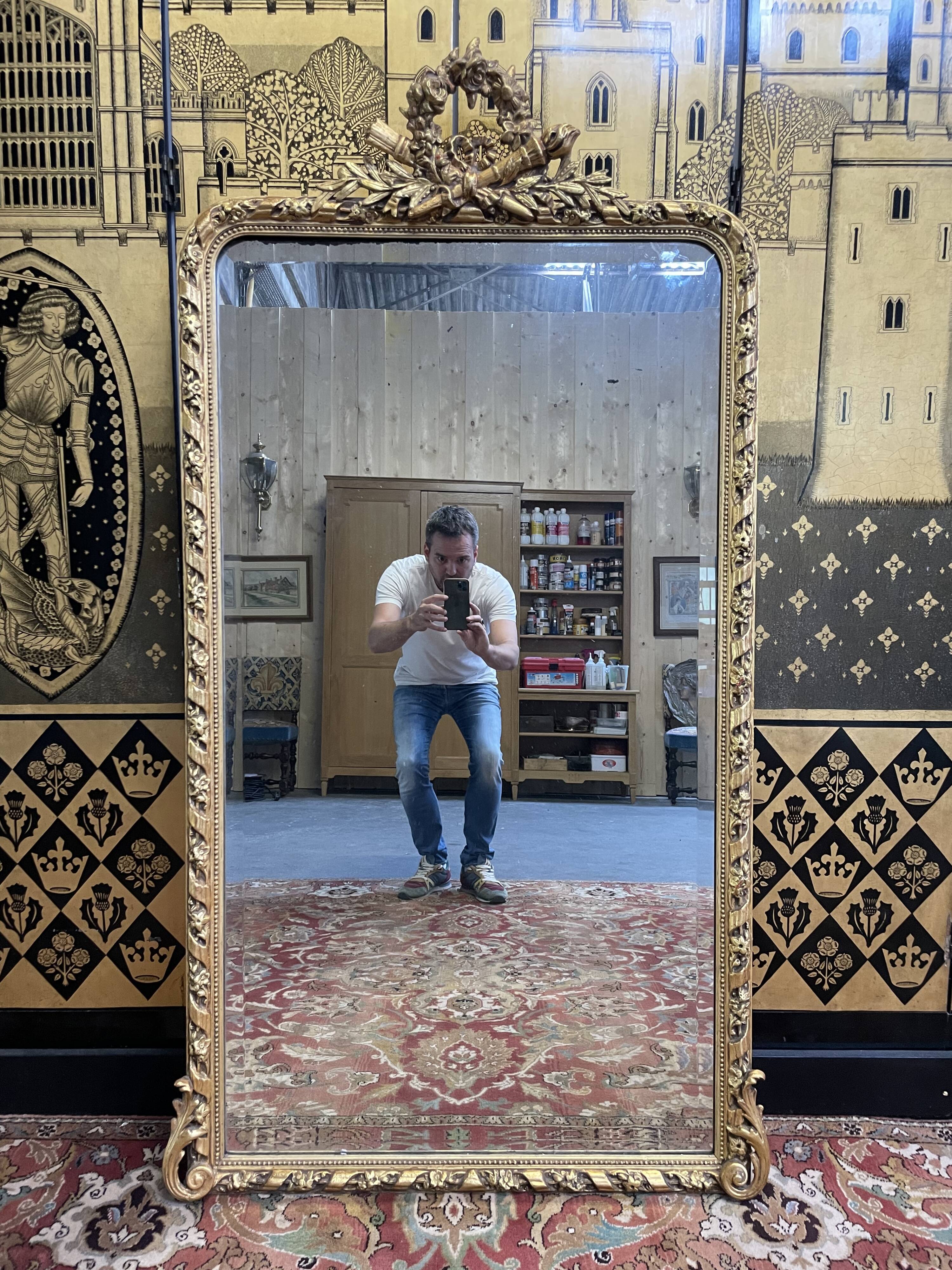 Napoleon III era mirror with gold leaf