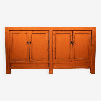 Vintage sideboard and glossy lacquer paint - orange