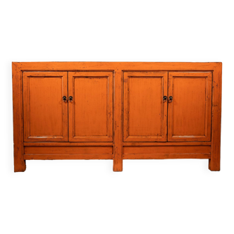 Vintage sideboard and glossy lacquer paint - orange