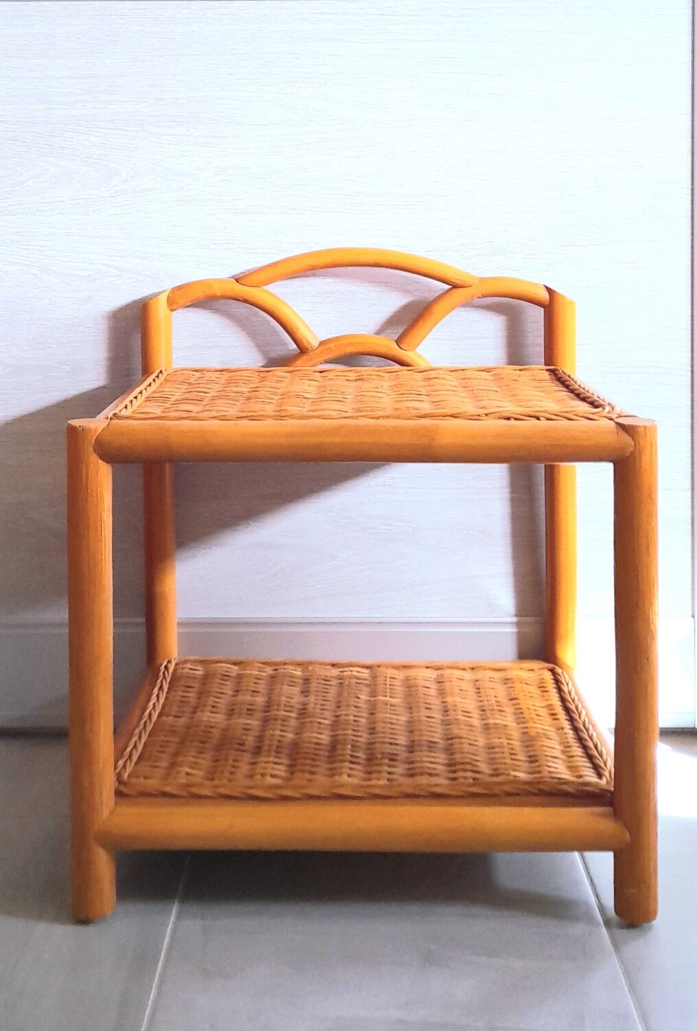 60s rattan bedside table