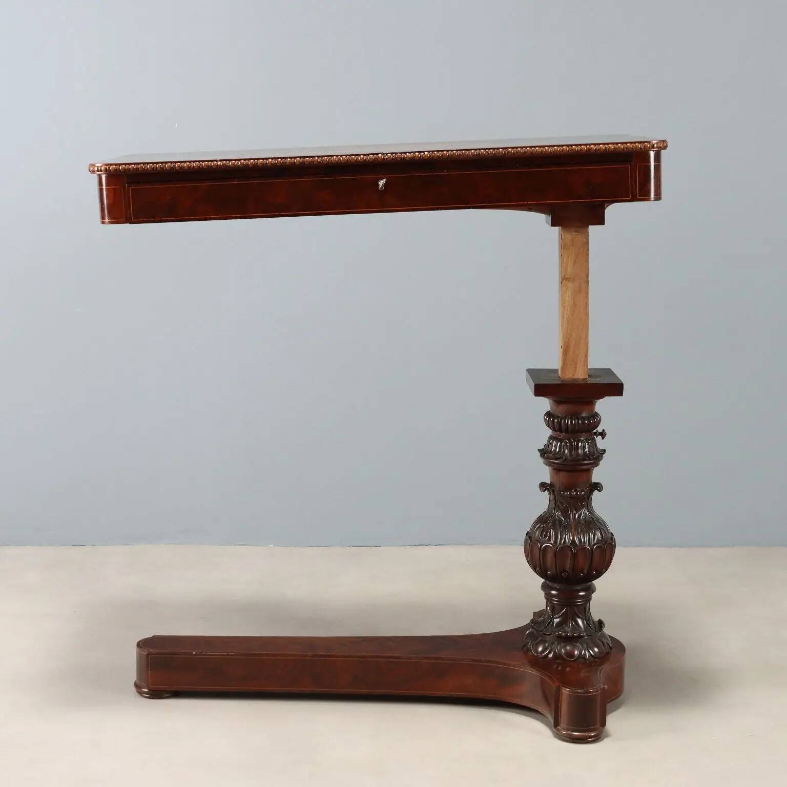 Antique Charles X bedside table in maple and mahogany, France, 19th century.