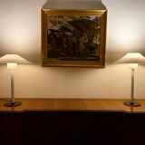 Cini Boeri, 2 Pink glass "Chiara" Table Lamp, Venini Murano, Italy, 1984