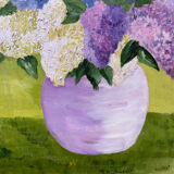 Painting bouquet of lilacs oil on canvas