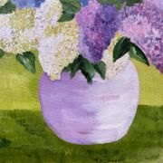 Painting bouquet of lilacs oil on canvas