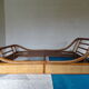 Double rattan bed and his pair of bedsides
