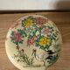 Japanese covered Satsuma ceramic box – heron and flowers decoration – signed