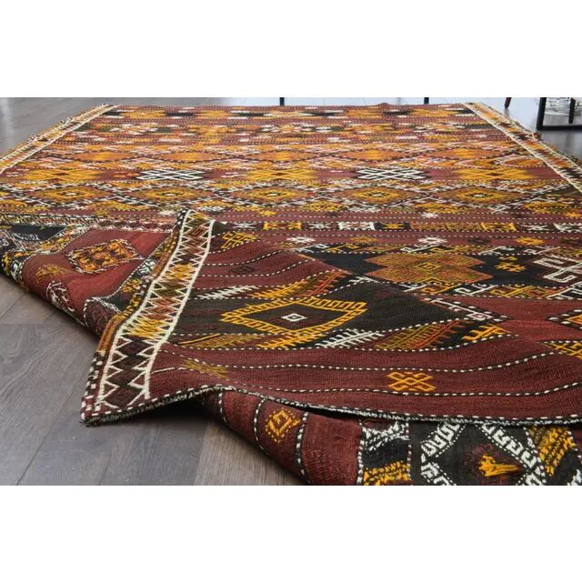 Vintage Turkish Oushak handmade wool cotton red area rug 178x335
