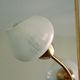 Vintage brass chandelier tulip white strié glass 1950 3 old light lights restored