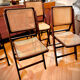 vintage wooden folding chairs with caning
