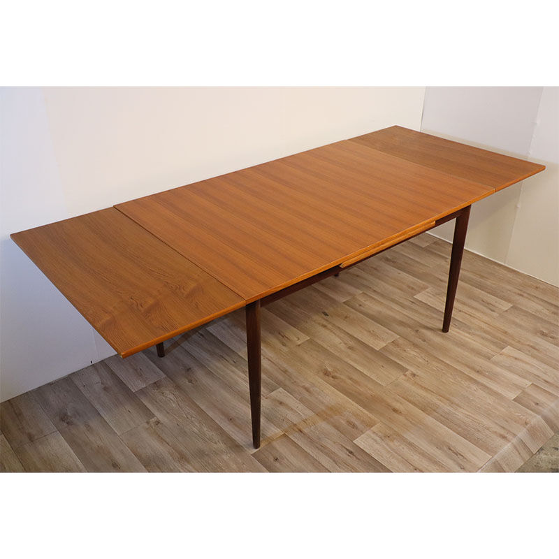 Extendable Scandinavian teak meal table around 1960