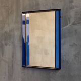 Blue Coloured and Mirrored Glass Wall Mirror, Italy, 1960s