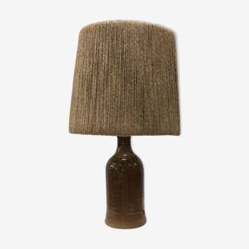 Lampe en grès et son abat-jour en cordelette de jute