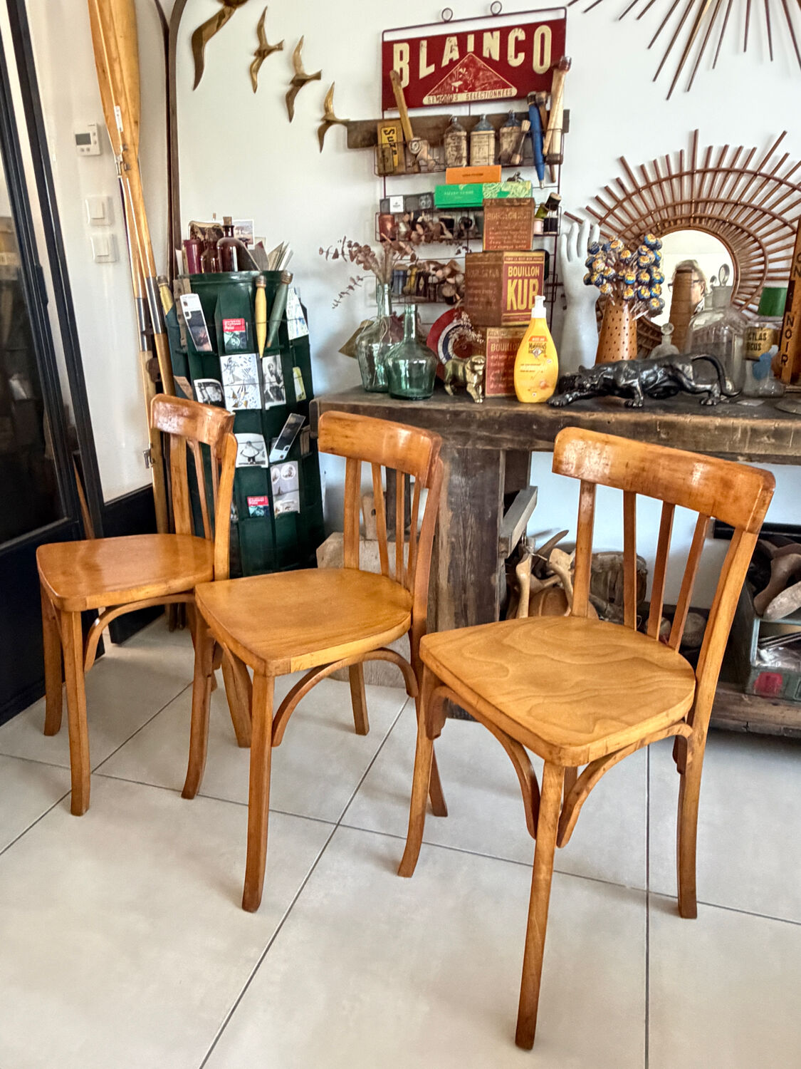 Set of 3 vintage Luterma bistro chairs