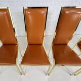 Set of 6 brass and leather chairs, Italian design from the 70s by Renato Z