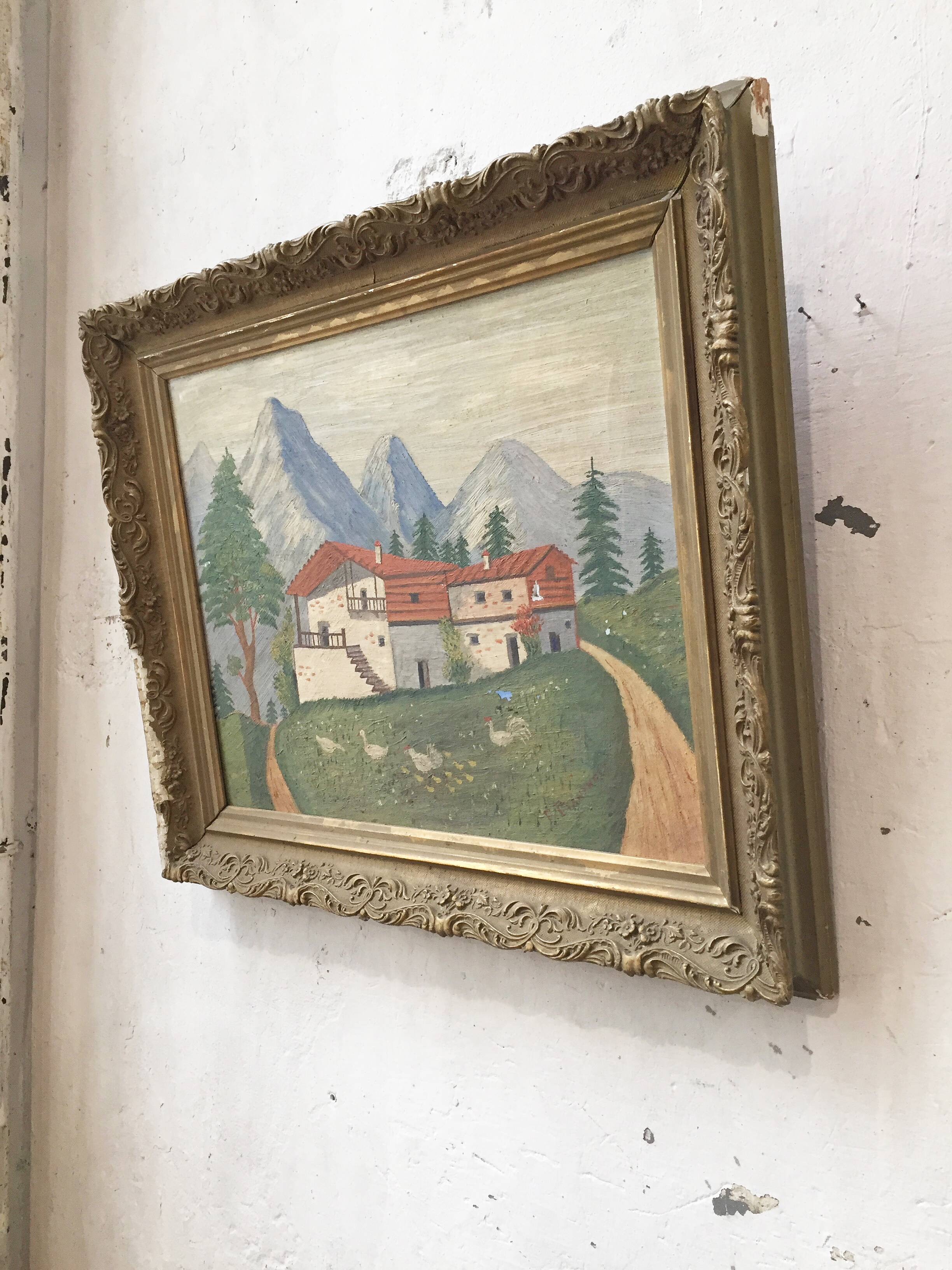 Ancient oil painting landscape