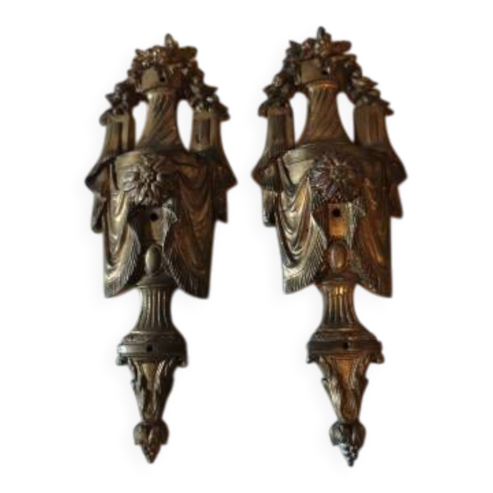 Pair of decorative bronze items from the 19th century.