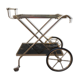 Rolling serving table glass and brass