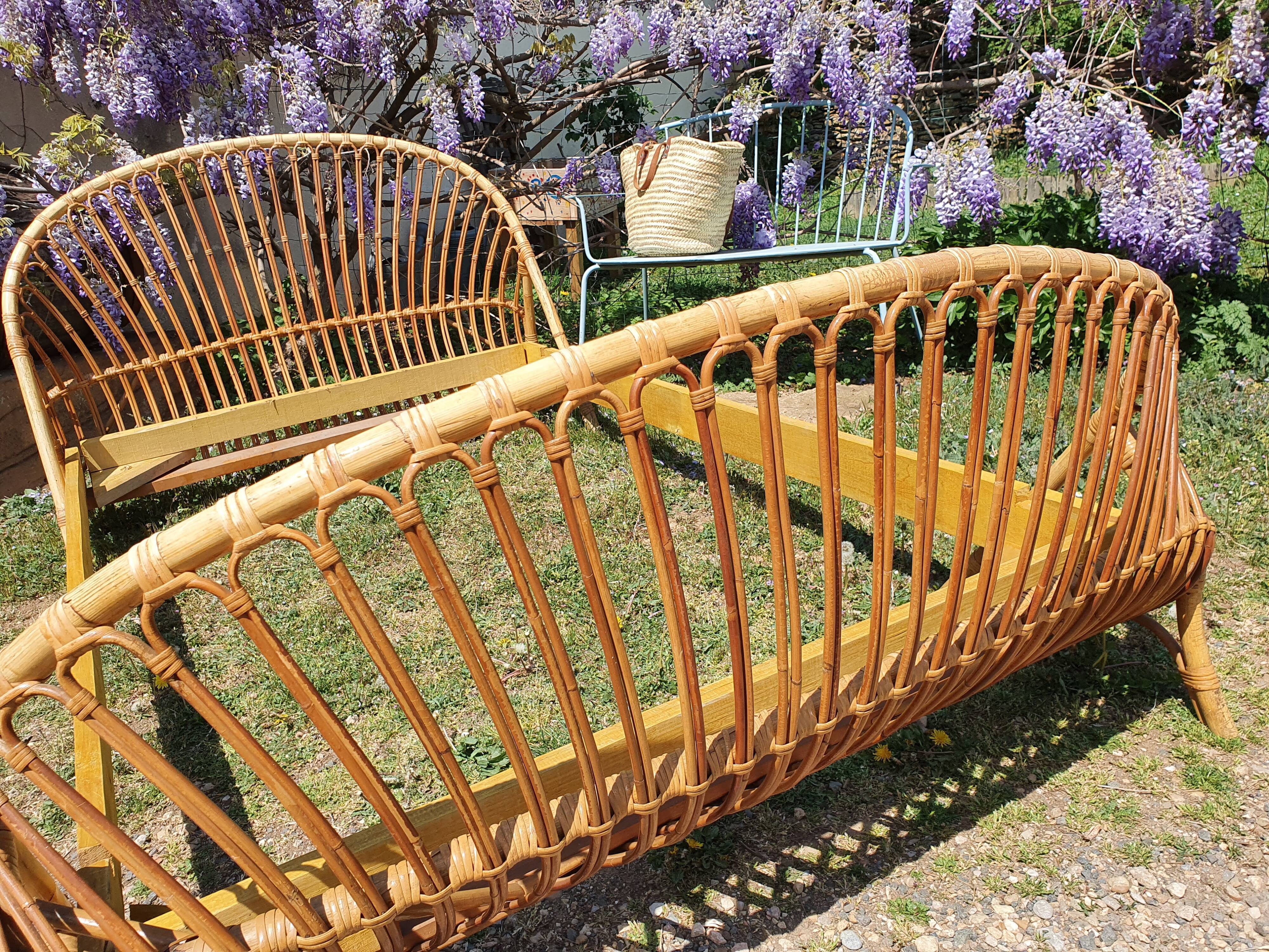 Rattan bed 110x180 cm