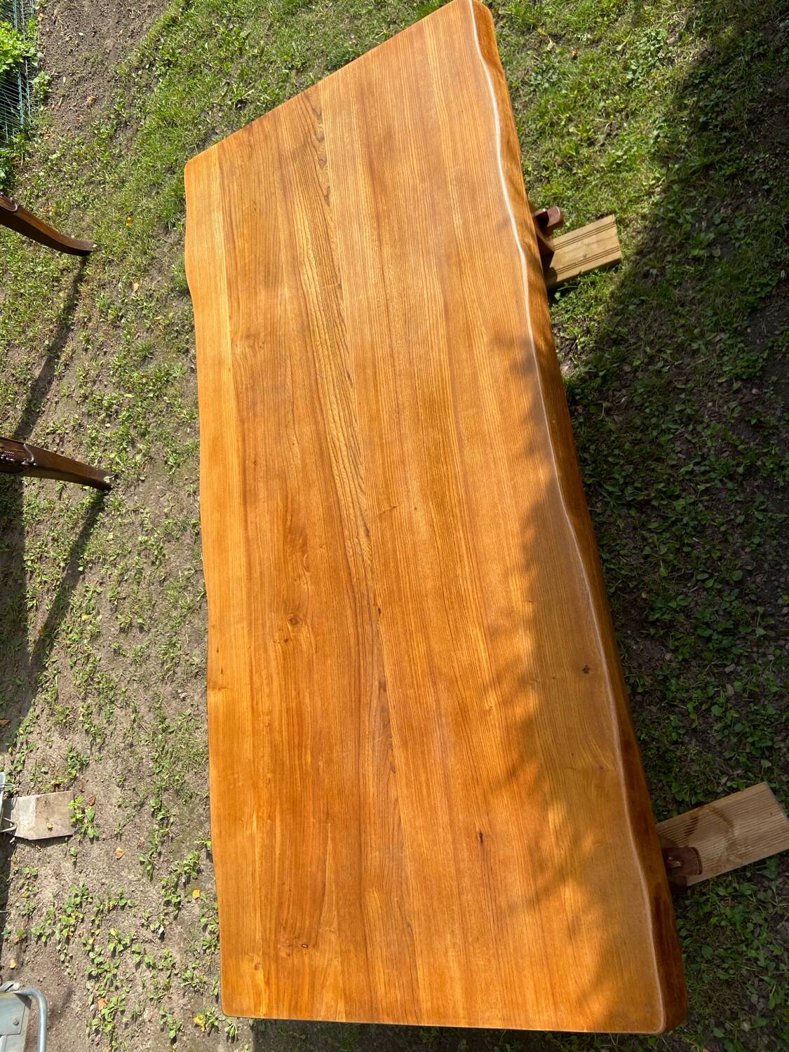 Brutalist dining table from the 1950s in solid elm.