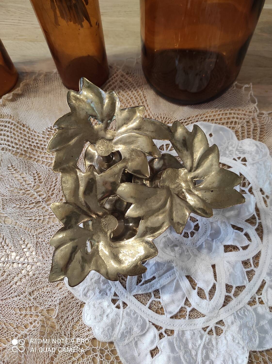 Brass flower candle holder