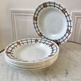 Set of 6 hollow plates badonviller geometric patterns 30s