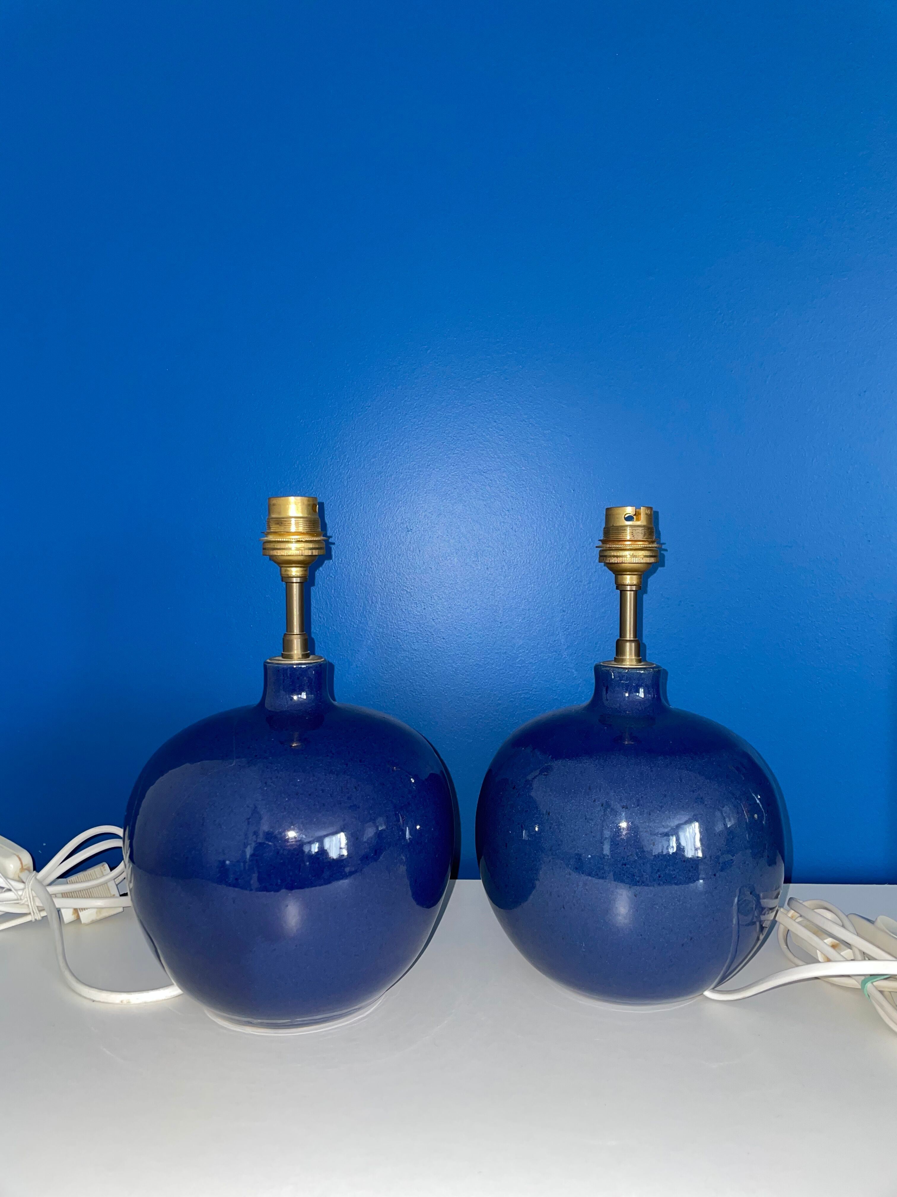 Set of 2 feet of midnight blue ceramic lamp