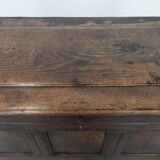Large antique panelled English oak chest from the 18th century