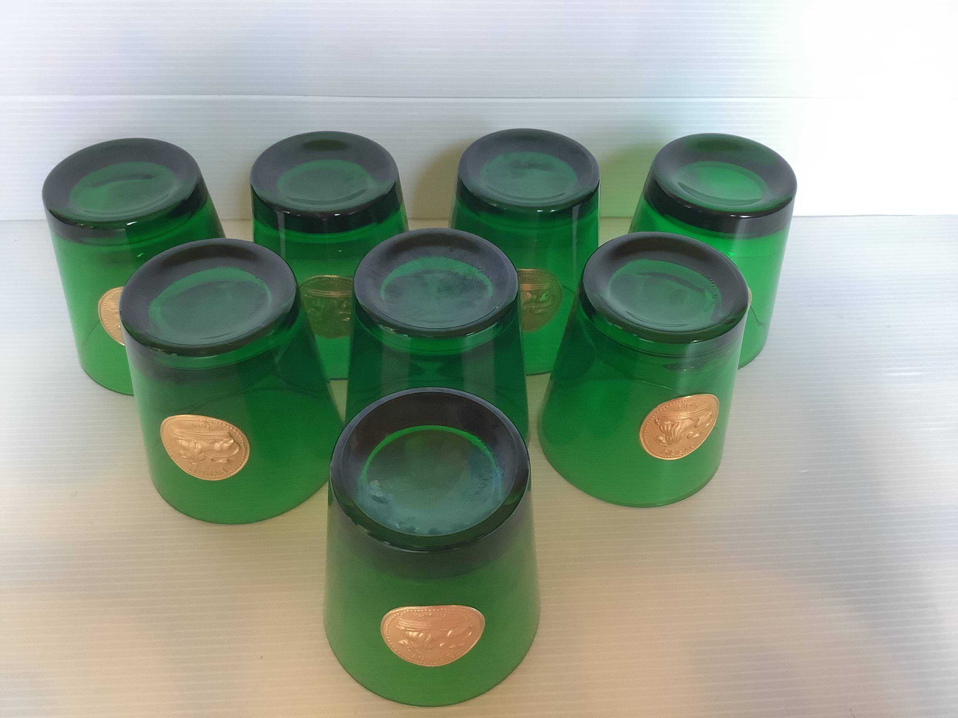 Eight byrrh green glasses