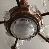 Copper chandelier and Art Deco glass paste Ezan