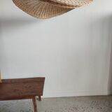 Rattan suspension or shade in the shape of a braided undulating circular tray d:80