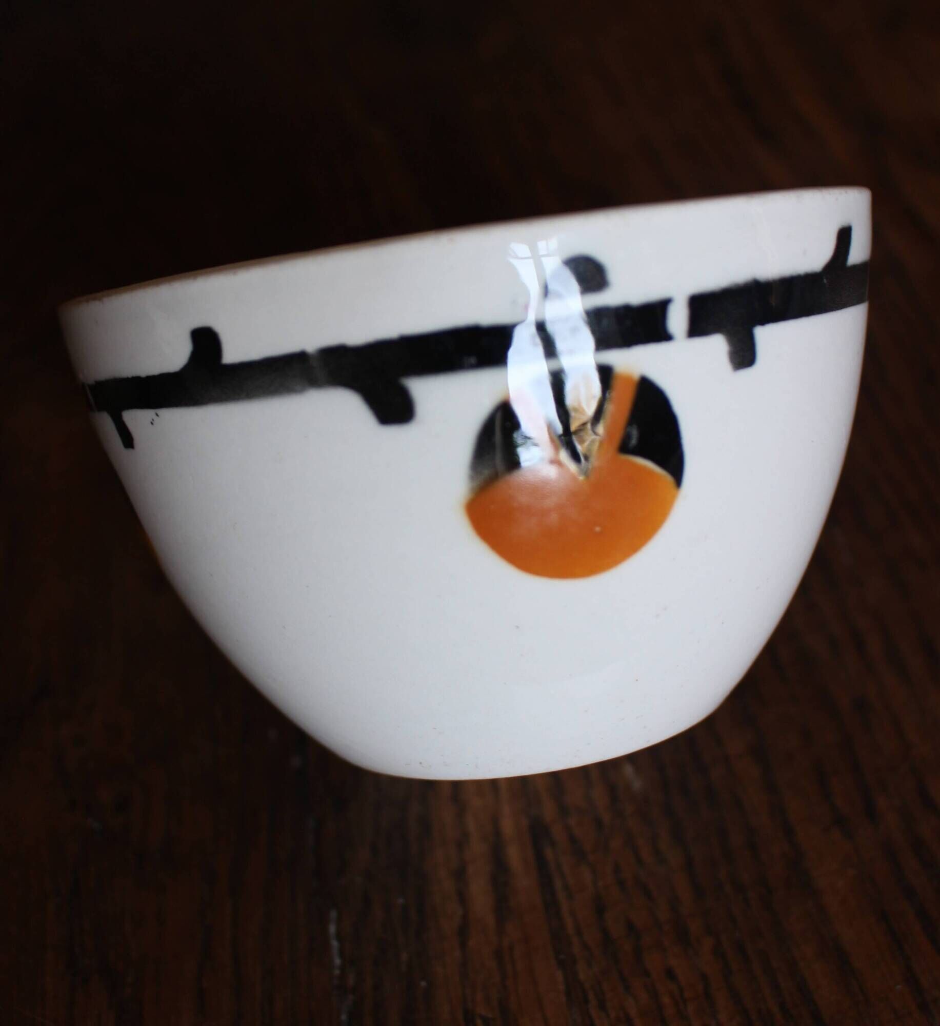 Cups Marylou Digoin Sarreguemines Barcarolle Badonviller orange black art