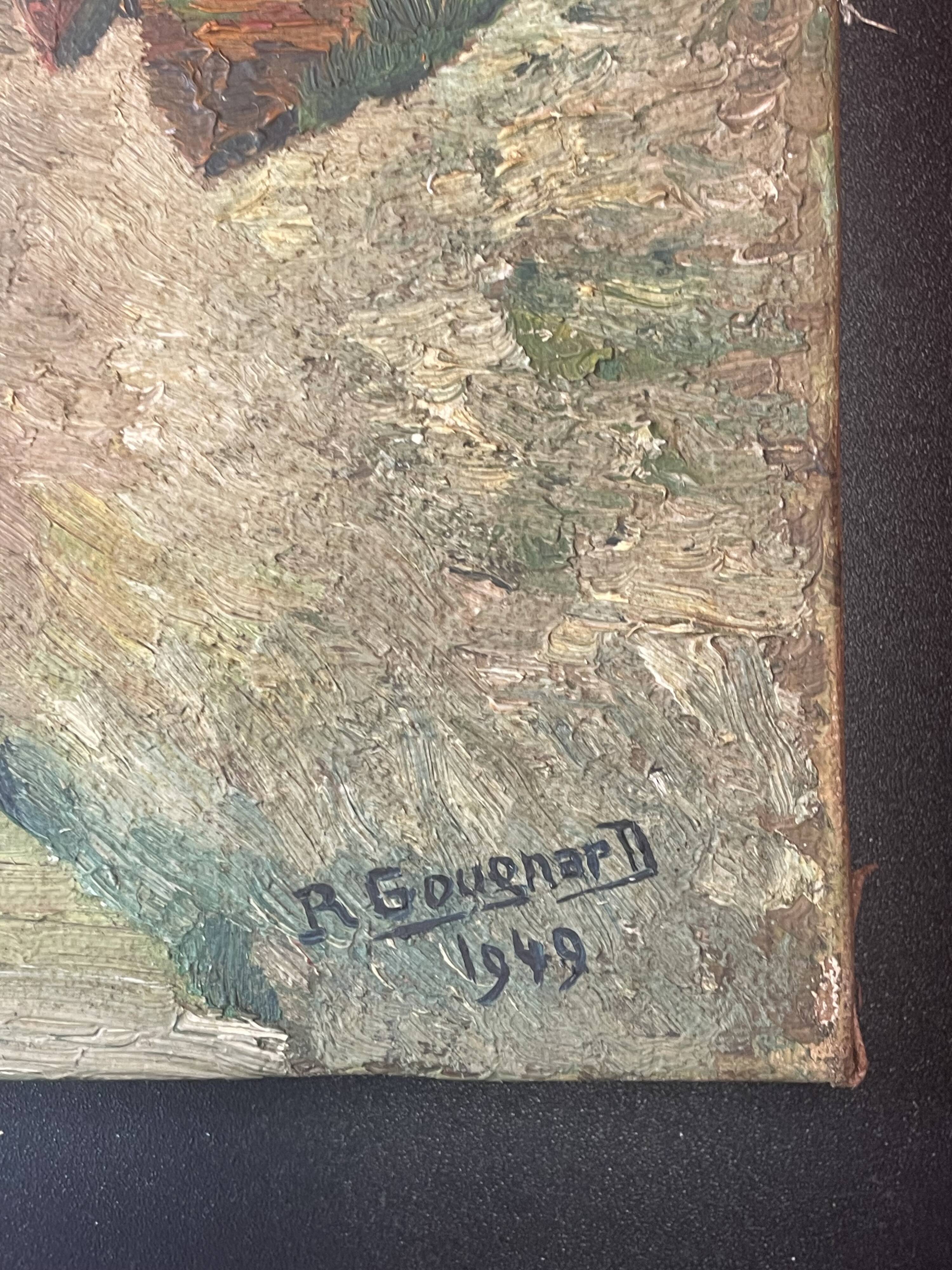 Oil on canvas saint-hilaire-des-loges robert gougnard 20th century