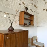 Vintage teak wall bookcase