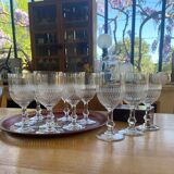 11 chiseled crystal wine glasses