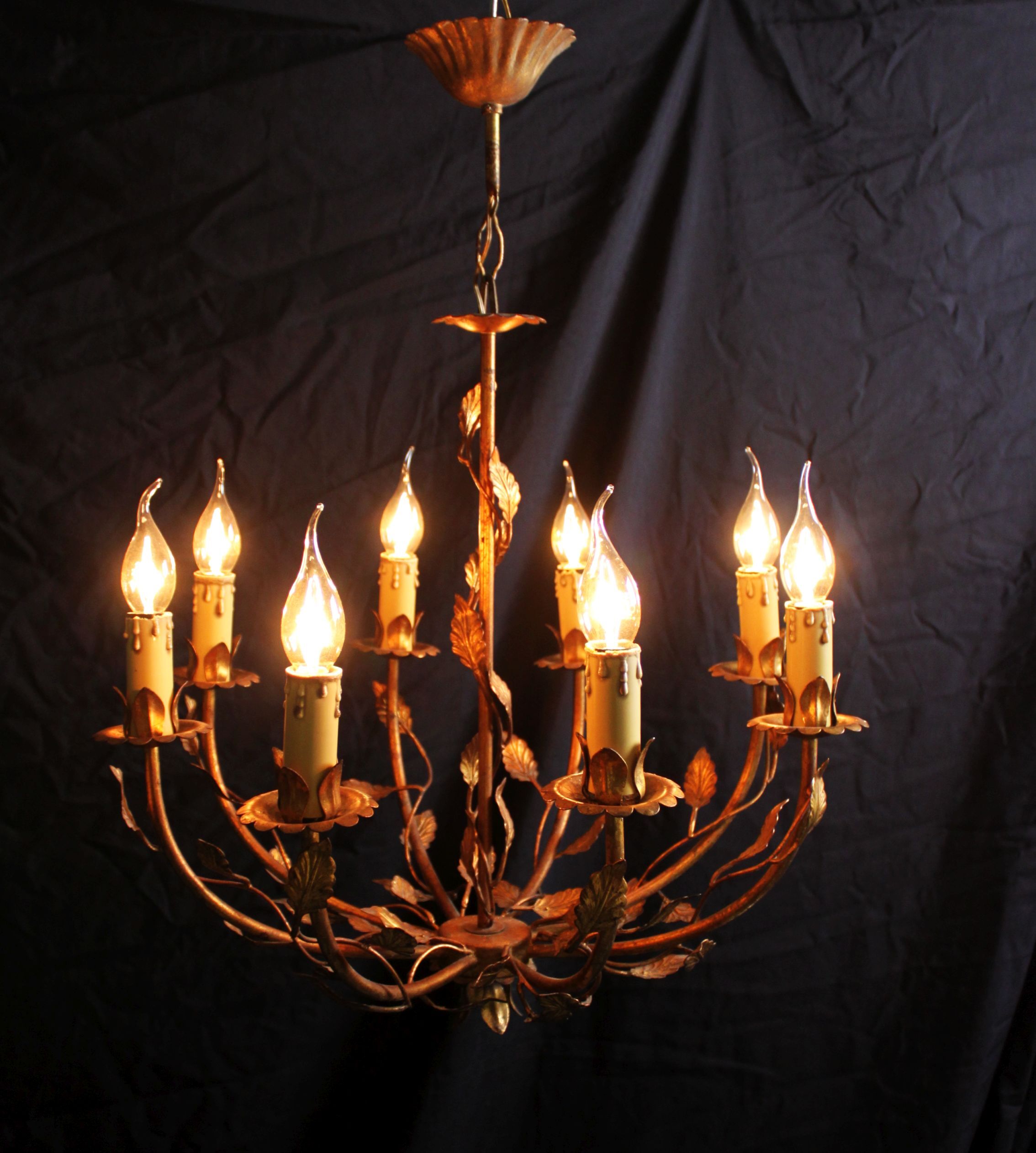 Vegetable chandelier in gilded metal, 1960