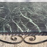 Arletty coffee table in wrought iron and sea green marble.
