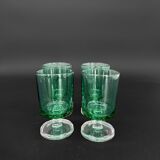 4 vintage green glass goblets on a stem – 1960s/70s